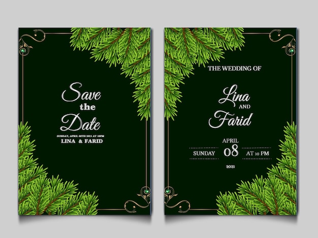 Vecteur gratuit ensemble de modèles de cartes d'invitation de mariage de luxe