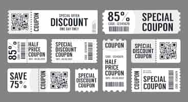 Vecteur gratuit ensemble de modèles de coupons promotionnels