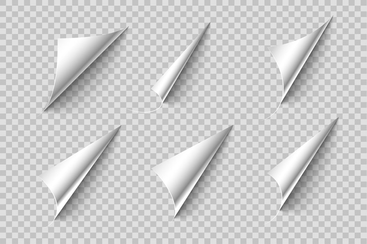 Vecteur gratuit ensemble de modèles de courbes de papier vides 3d isolés