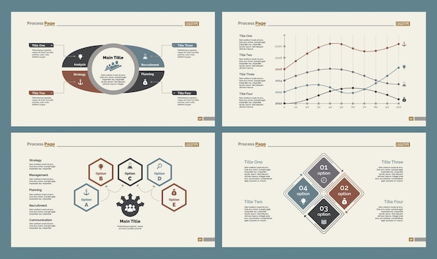 Vecteur gratuit ensemble de modèles de diapositives de quatre statistiques