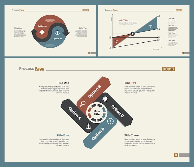 Vecteur gratuit ensemble de modèles de diapositives three analytics