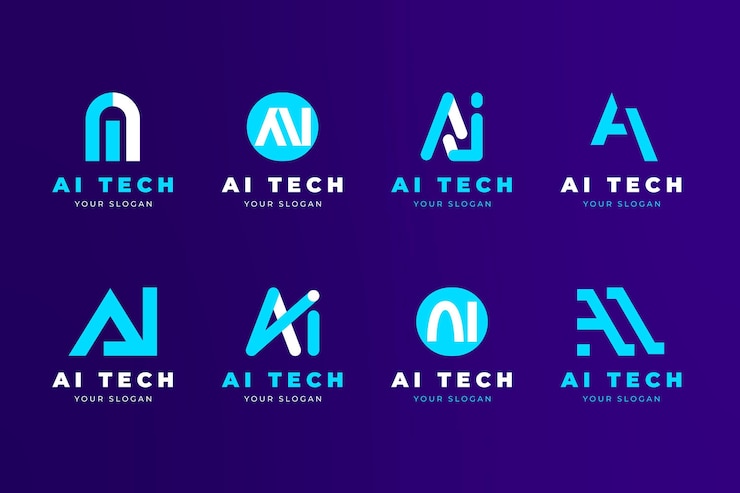 Vecteur gratuit ensemble de modèles de logo ai design plat