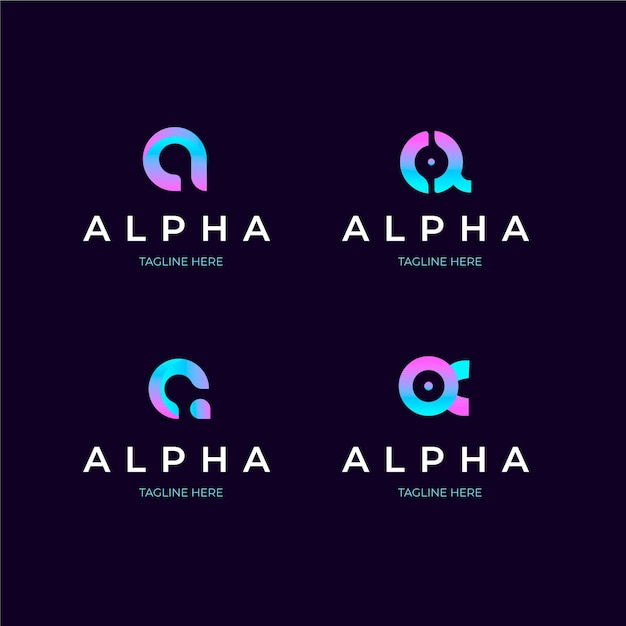 Vecteur gratuit ensemble de modèles de logo alpha dégradé