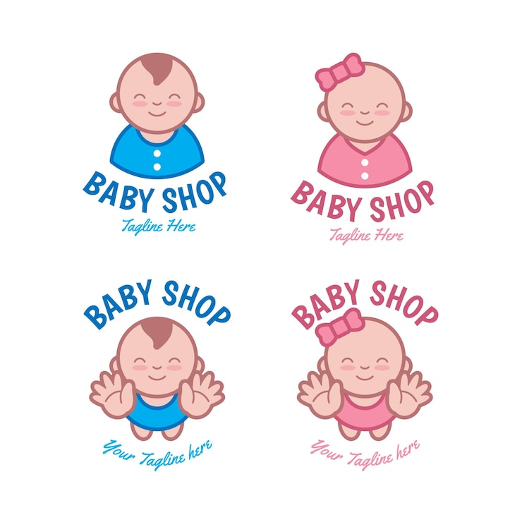 Vecteur gratuit ensemble de modèles de logo bébé détaillé