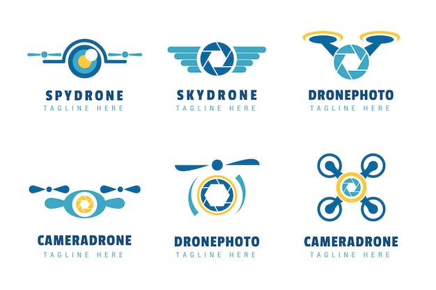 Vecteur gratuit ensemble de modèles de logo de drone créatif