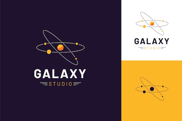 Vecteur gratuit ensemble de modèles de logo galaxie plat