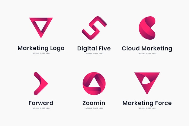 Ensemble De Modèles De Logo Marketing Dégradé Rose