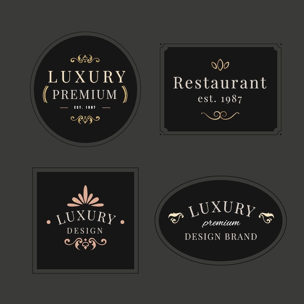 Vecteur gratuit ensemble de modèles de logo rétro de luxe