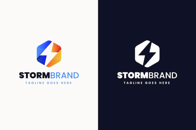 Vecteur gratuit ensemble de modèles de logo de tempête de dégradé