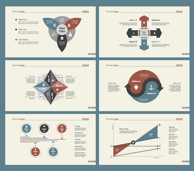 Ensemble De Modèles De Six Stratégies De Diapositives
