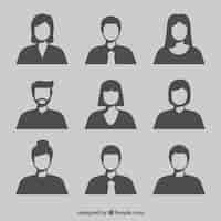 Vecteur gratuit ensemble moderne d'avatars de silhouette