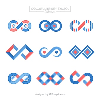 Ensemble moderne de symboles de l'infini coloré