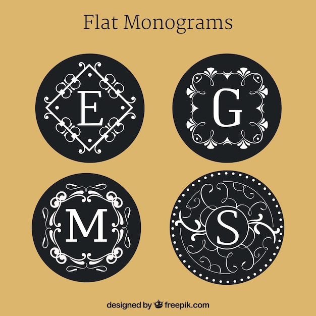 Vecteur gratuit ensemble de monogrammes en conception plate