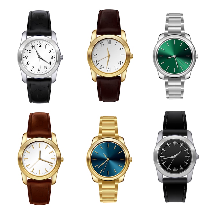 Vecteur gratuit ensemble de montres réalistes