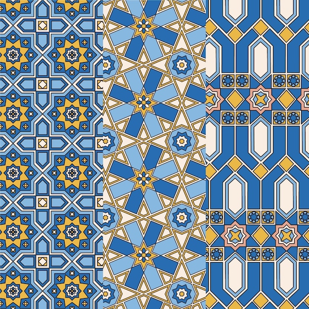 Vecteur gratuit ensemble de motifs arabes ornementaux plats