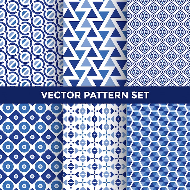 Vecteur gratuit ensemble de motifs bleus