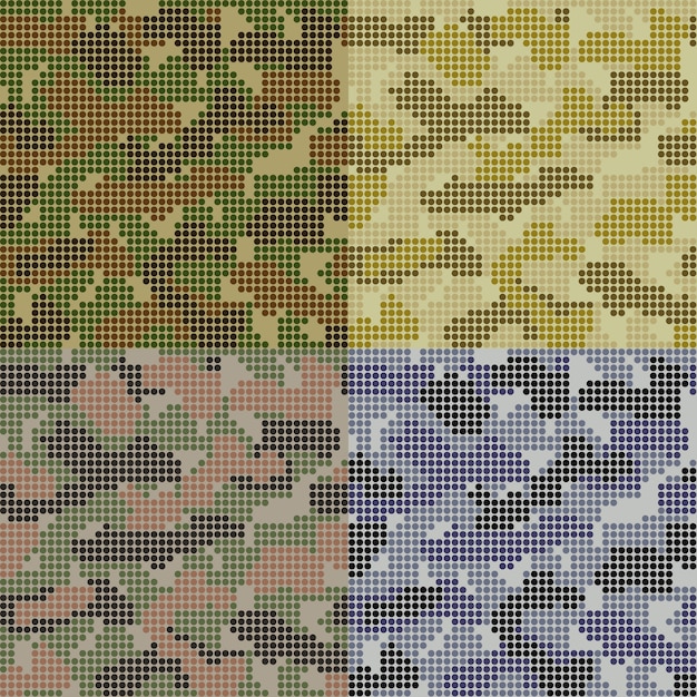 Vecteur gratuit ensemble de motifs de camouflage en pointillé