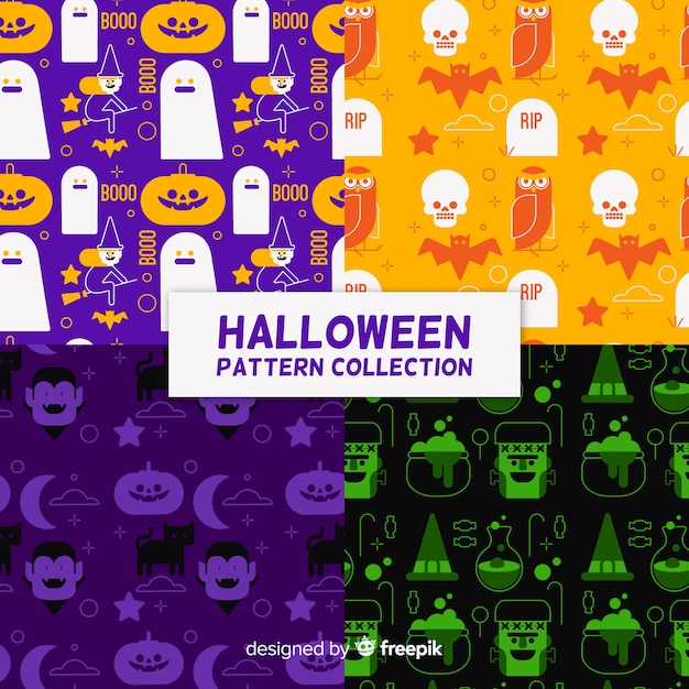 Ensemble De Motifs D'halloween Au Design Plat