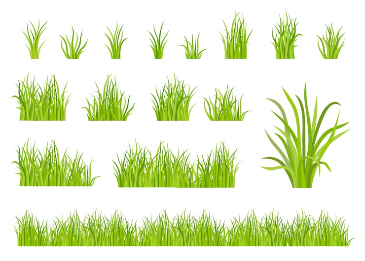 Vecteur gratuit ensemble de motifs d'herbe verte