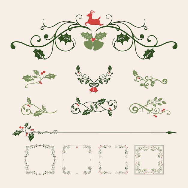 Ensemble De Motifs De Noël Décoratifs Pour Le Vecteur De Cartes