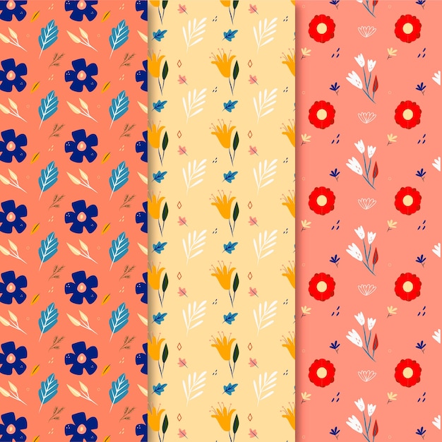 Ensemble De Motifs De Printemps Coloré Dessiné à La Main