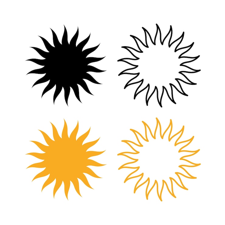 Vecteur gratuit ensemble multiple de soleils abstraits