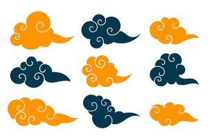 Ensemble de neuf nuages chinois traditionnels