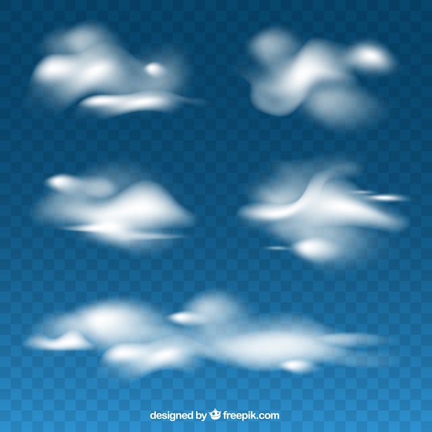 Vecteur gratuit ensemble de nuages ​​floues