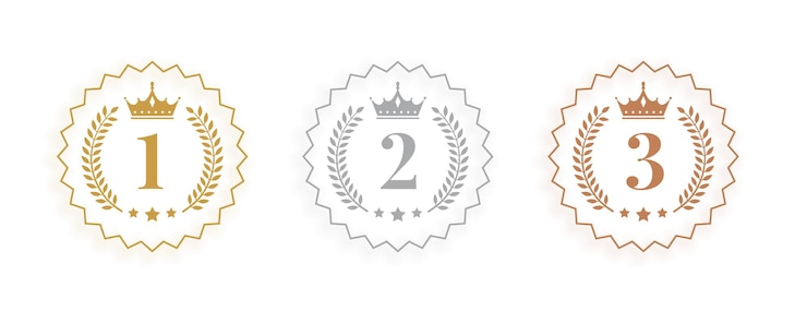 Vecteur gratuit ensemble de numéros de classement supérieur symbole d'insigne pour la récompense de la victoire