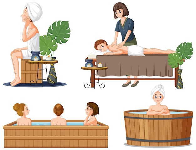 Vecteur gratuit ensemble d'objets de massage spa