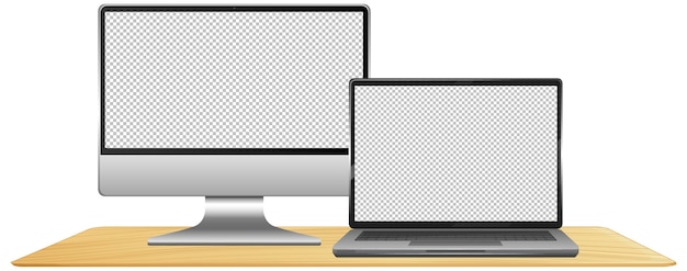 Vecteur gratuit ensemble d'ordinateurs avec écrans vierges