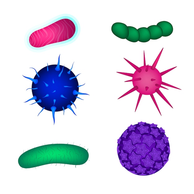 Vecteur gratuit ensemble d'organisme microbe réaliste