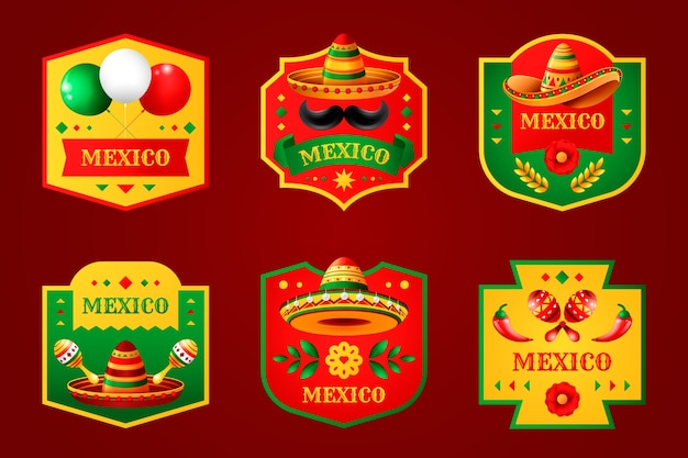 Vecteur gratuit ensemble original de chapeau mexicain réaliste