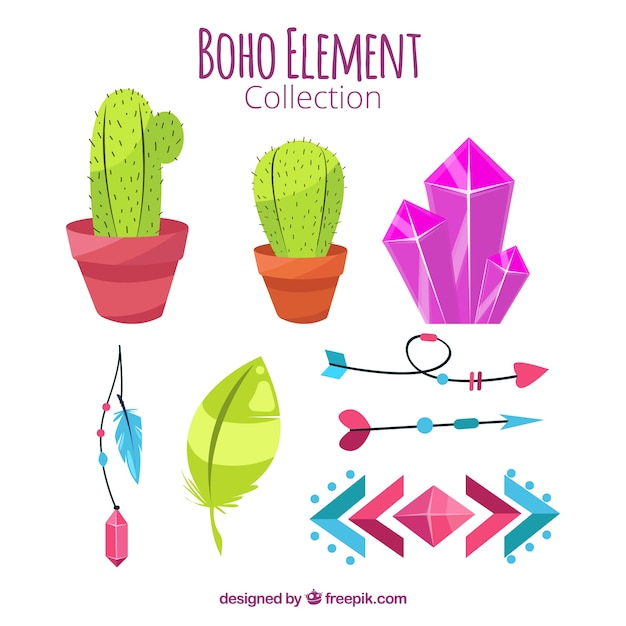 Vecteur gratuit ensemble d'ornements boho