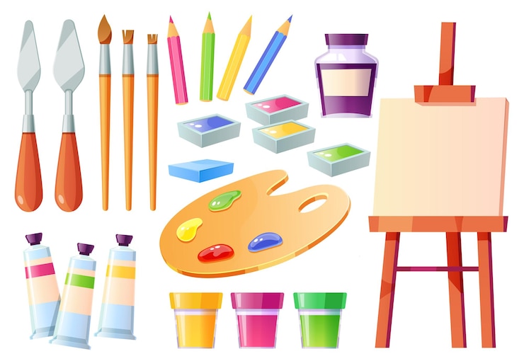 Vecteur gratuit ensemble d'outils d'artiste