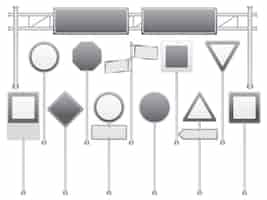 Vecteur gratuit ensemble de panneaux de signalisation vierge réaliste