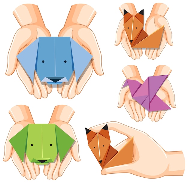 Vecteur gratuit ensemble de papier origami mix