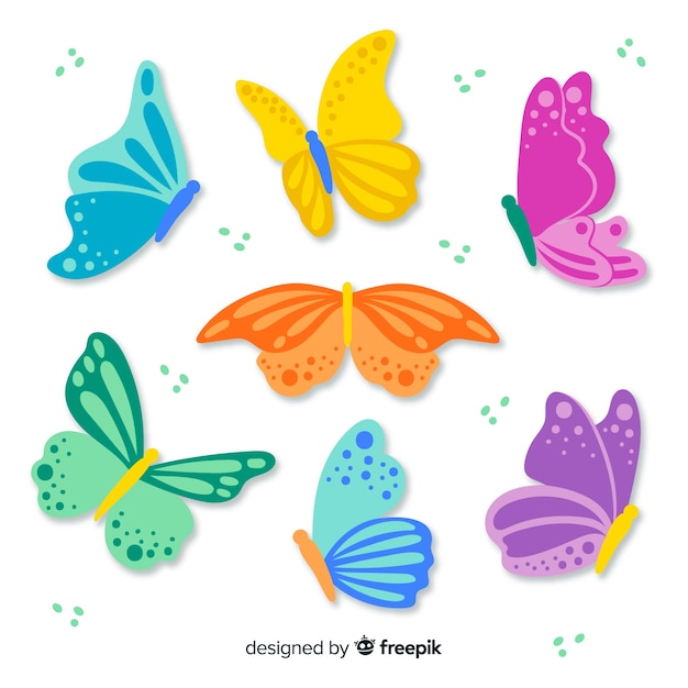 Vecteur gratuit ensemble de papillons colorés