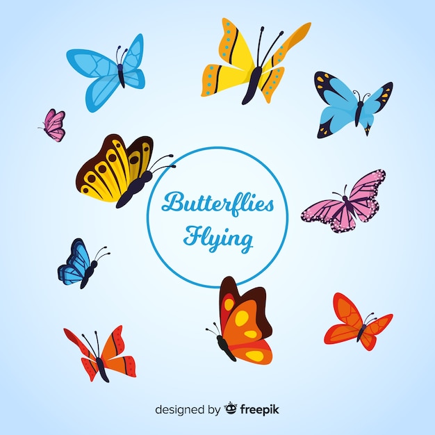 Vecteur gratuit ensemble de papillons colorés