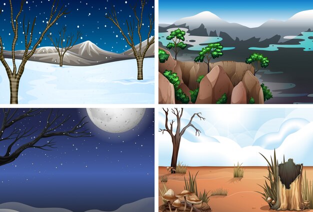 Ensemble de paysages naturels