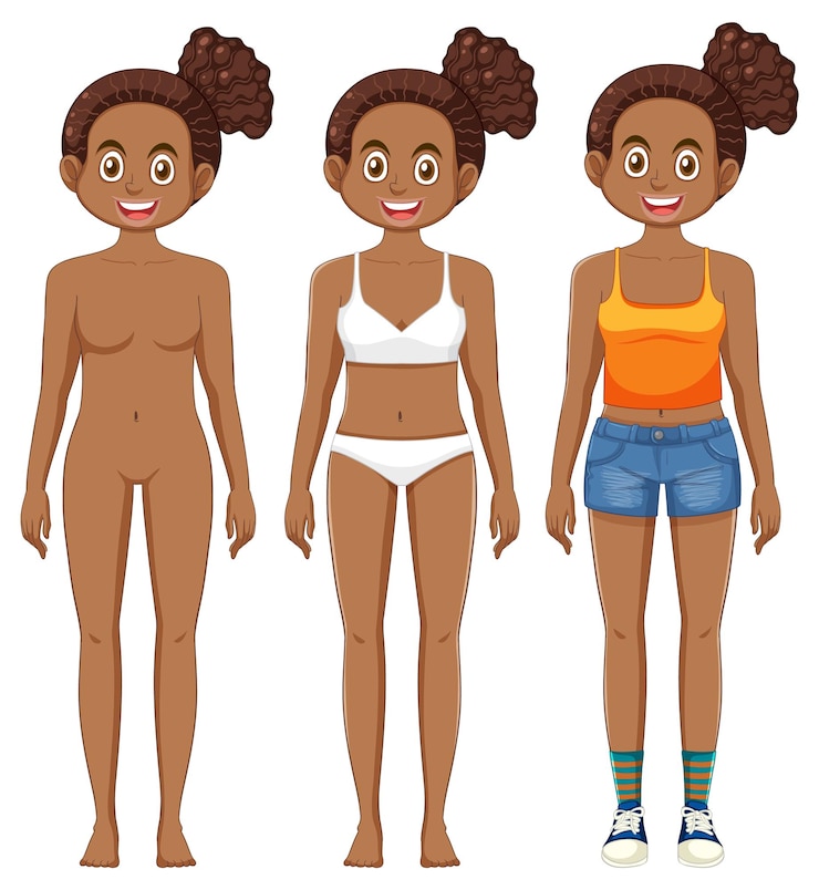 Vecteur gratuit ensemble de personnage de dessin animé adolescent africain