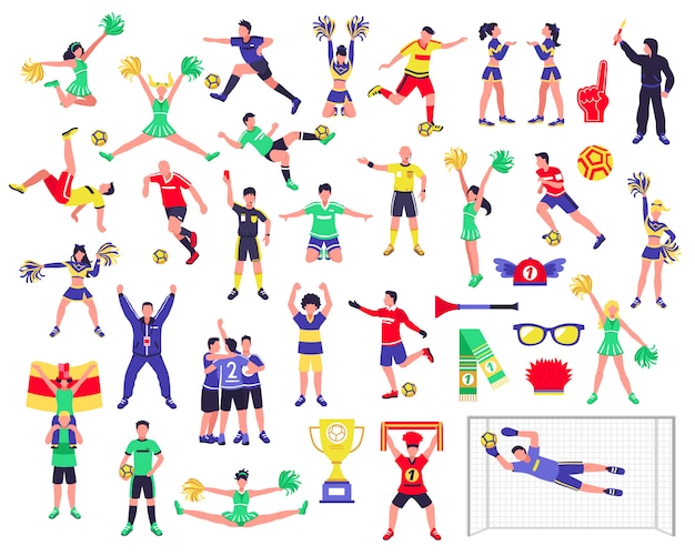 Vecteur gratuit ensemble de personnages de football