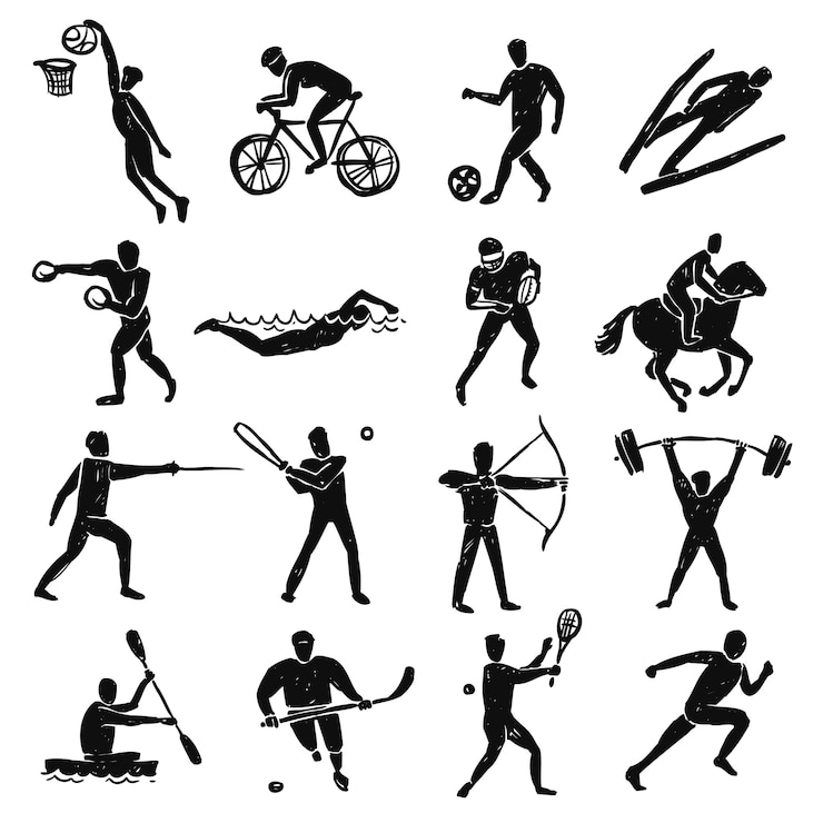 Vecteur gratuit ensemble de personnes pour le croquis du sport