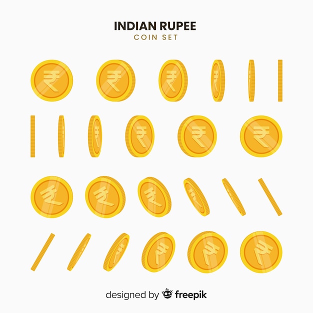 Vecteur gratuit ensemble de pièces de monnaie en roupies indiennes