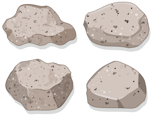 Vecteur gratuit ensemble de pierres de granit isolé sur blanc