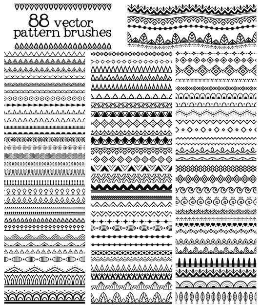 Vecteur gratuit ensemble de pinceaux à motifs vectoriels