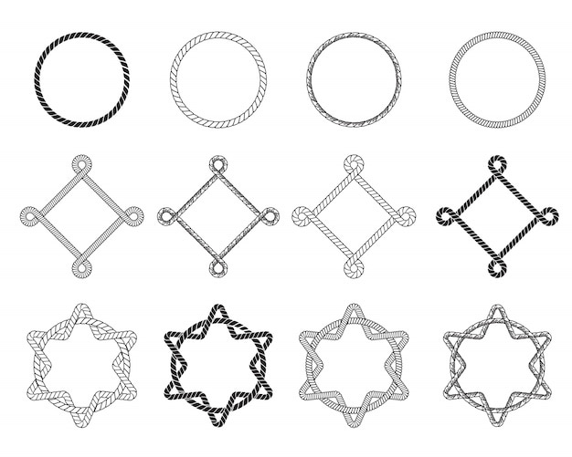 Ensemble plat de différents cadres de corde