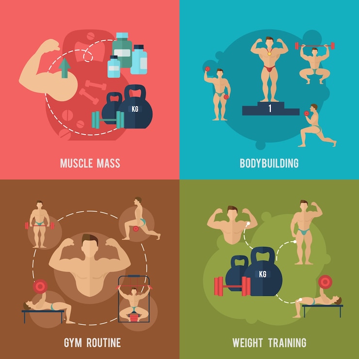 Vecteur gratuit ensemble plat de musculation
