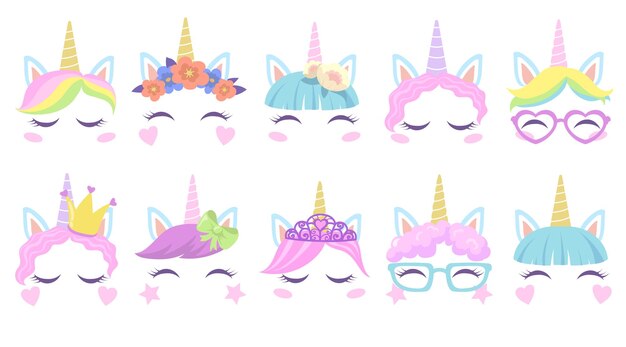 Cartes D Anniversaire Avec Une Licorne Dessinee A La Main Et Pastel Vecteur Gratuite