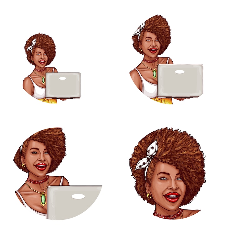 Vecteur gratuit ensemble de pop art rond icône avatar pour les utilisateurs de réseaux sociaux, blogs, icônes de profil